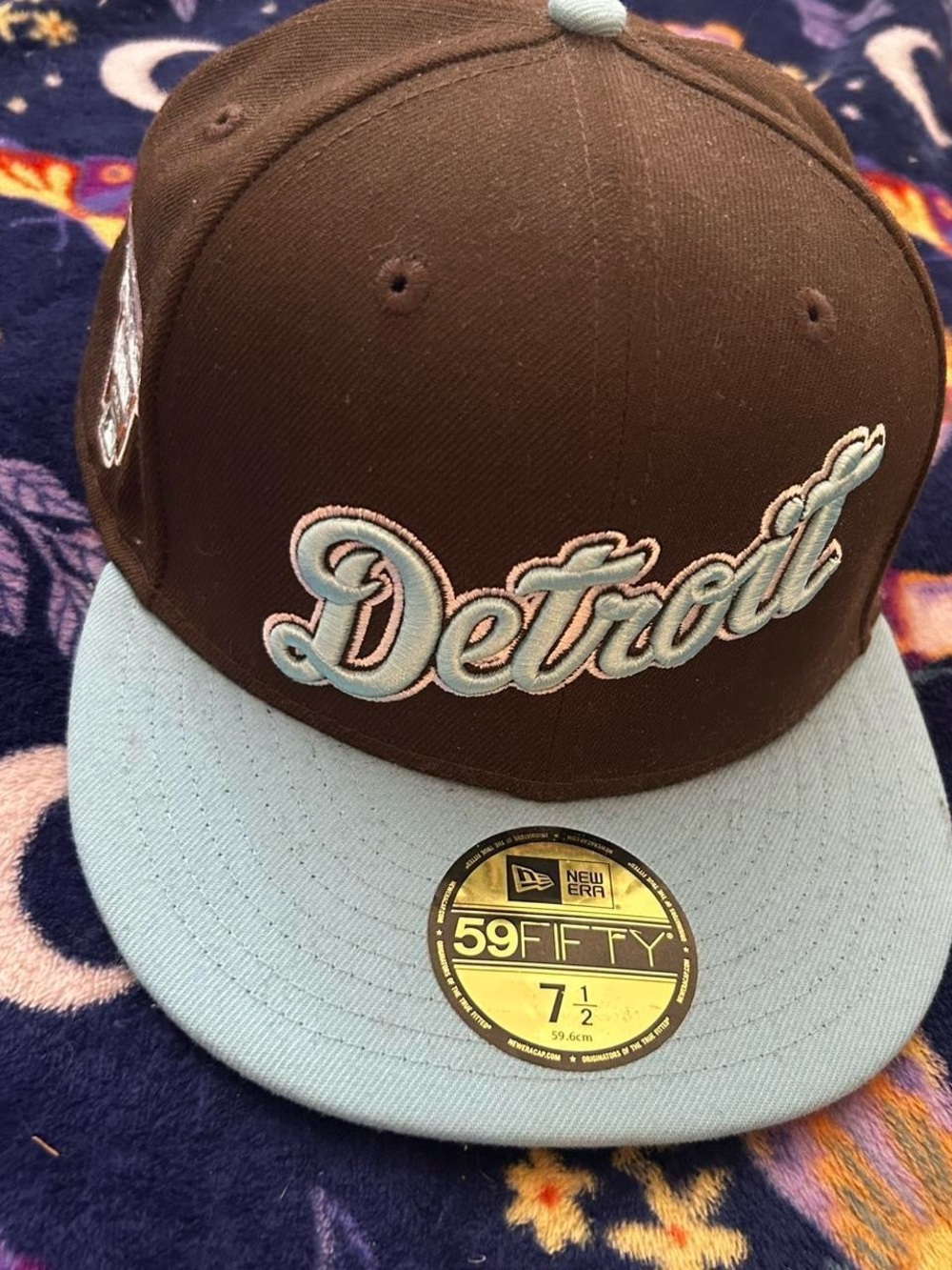 New Era Detroit Script Snapback Hat - Brown & Light Blue